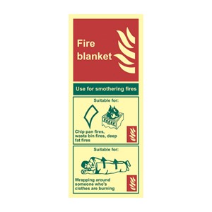 FIRE BLANKET INSTRUCTION SIGN PHOTO-LUM RIGID 202X82MM