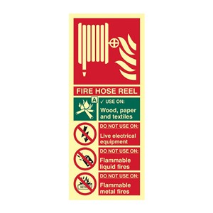 FIRE HOSE REEL INSTRUCTION SIGN PHOTO-LUM RIGID 202X82MM