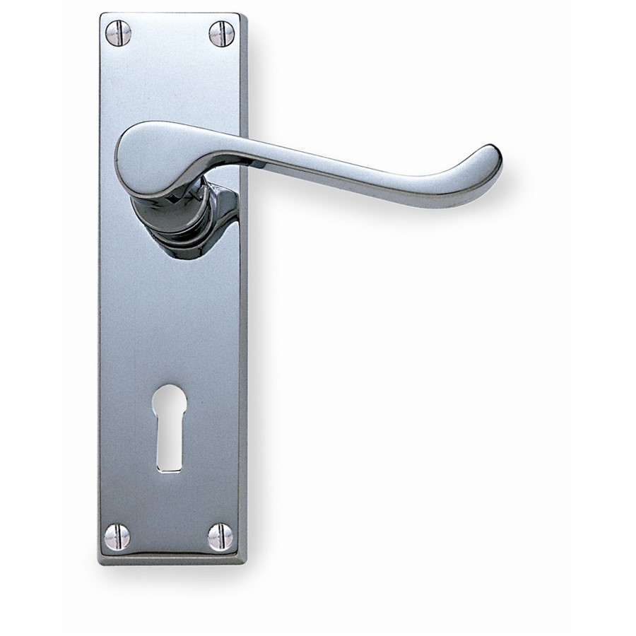 VICTORIAN SCROLL LEVER LOCK SET CP 150 X 40MM