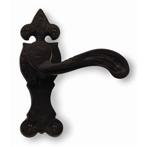 HOMESTYLE FLEUR DE LYS LEVER LATCHSET 195X50MM BLKANT JAB84