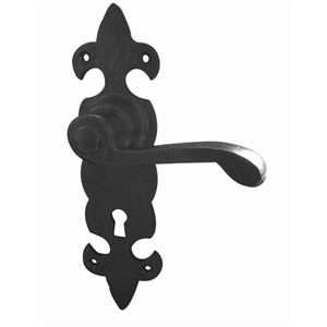 HOMESTYLE FLEUR DE LYS LEVER LOCKSET 195X50MM BLKANT JAB83