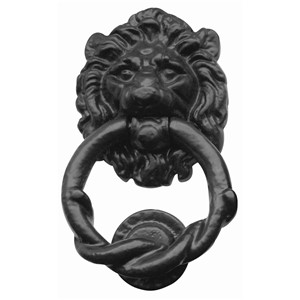 LION HEAD DOOR KNOCKER 165MM BLK ANT JAB8