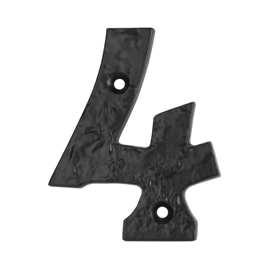 HOMESTYLE NUMERAL FOUR 100MM BLACK ANTIQUE JAB15/4