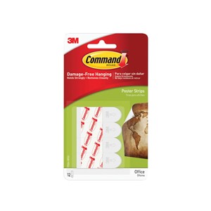 3M COMMAND STRIP POSTER STRIP - 12 PCS WHITE