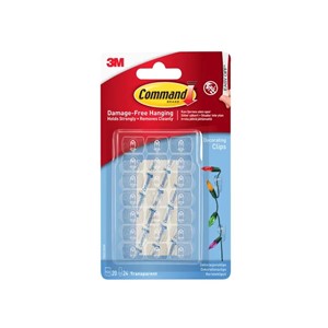 3M COMMAND STRIP LIGHT HANGING CLIPS - 20 CLIPS CLEAR