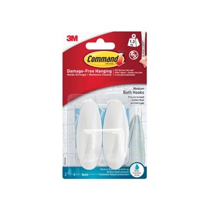 3M COMMAND BATHROOM HOOKS - MEDIUM - 2PCE WHITE