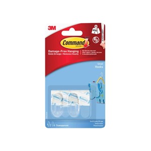 3M COMMAND CLEAR HOOKS AND CLEAR STRIPS - SMALL 2 PCE