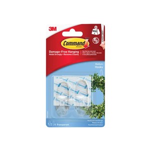 3M COMMAND CLEAR HOOKS AND CLEAR STRIPS - MEDIUM 2 PCE
