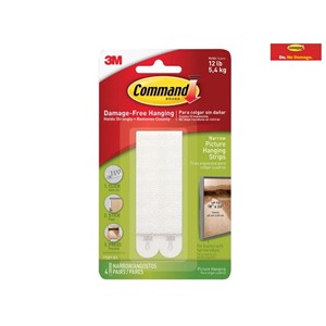 3M COMMAND NARROW HANGING STRIPS - LARGE - 4 PCE