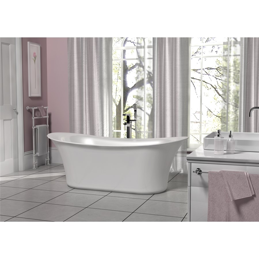 MAYFAIR WHITE L1670 X W730 X H620MM F/S BATH INC CHROME WASTE