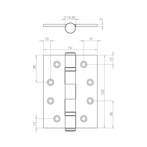 N&C 102X76X3MM BALL BEARING HINGE GRADE 13 RAD CNR PSS 1 1/2 P