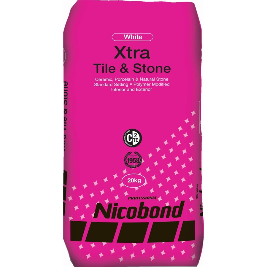 NICOBOND XTRA TILE & STONE ADHESIVE WHITE 20KG