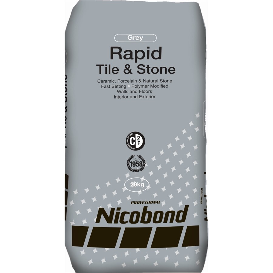 NICOBOND RAPID TILE AND STONE ADHESIVE GREY 20KG