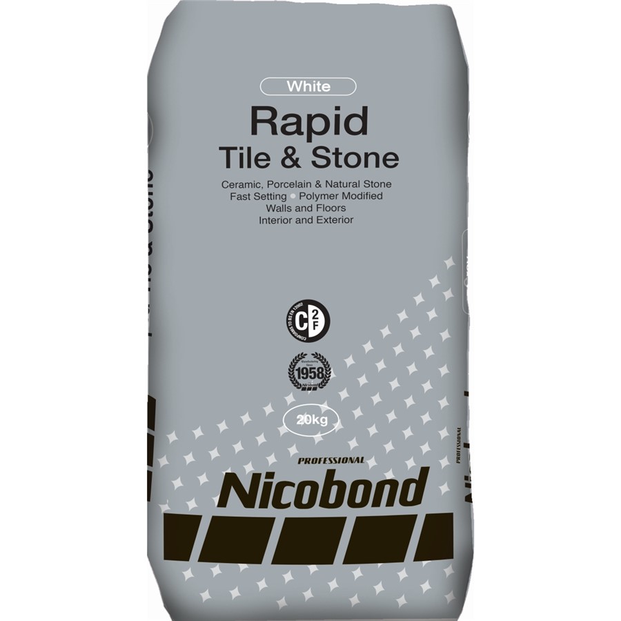 NICOBOND RAPID TILE AND STONE ADHESIVE WHITE 20KG