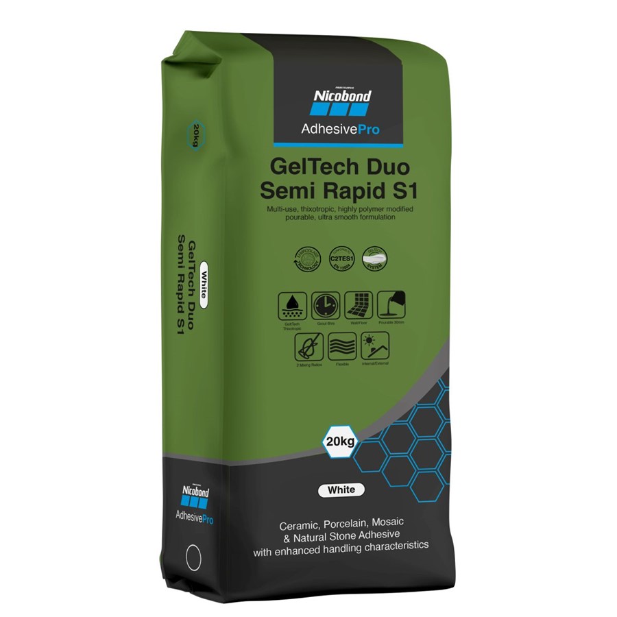 NICOBOND GELTECH DUO SEMI RAPID ADHESIVE WHITE 20KG