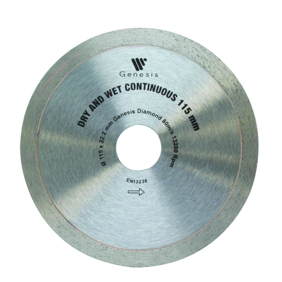 GENESIS CONTINUOUS RIM DIAMOND CUTTING BLADE 115MM