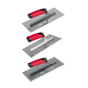 RUBI STAINLESS STEEL SOFT NOTCHED TROWEL WITH RUBIFLEX HANDLE 10X10MM
