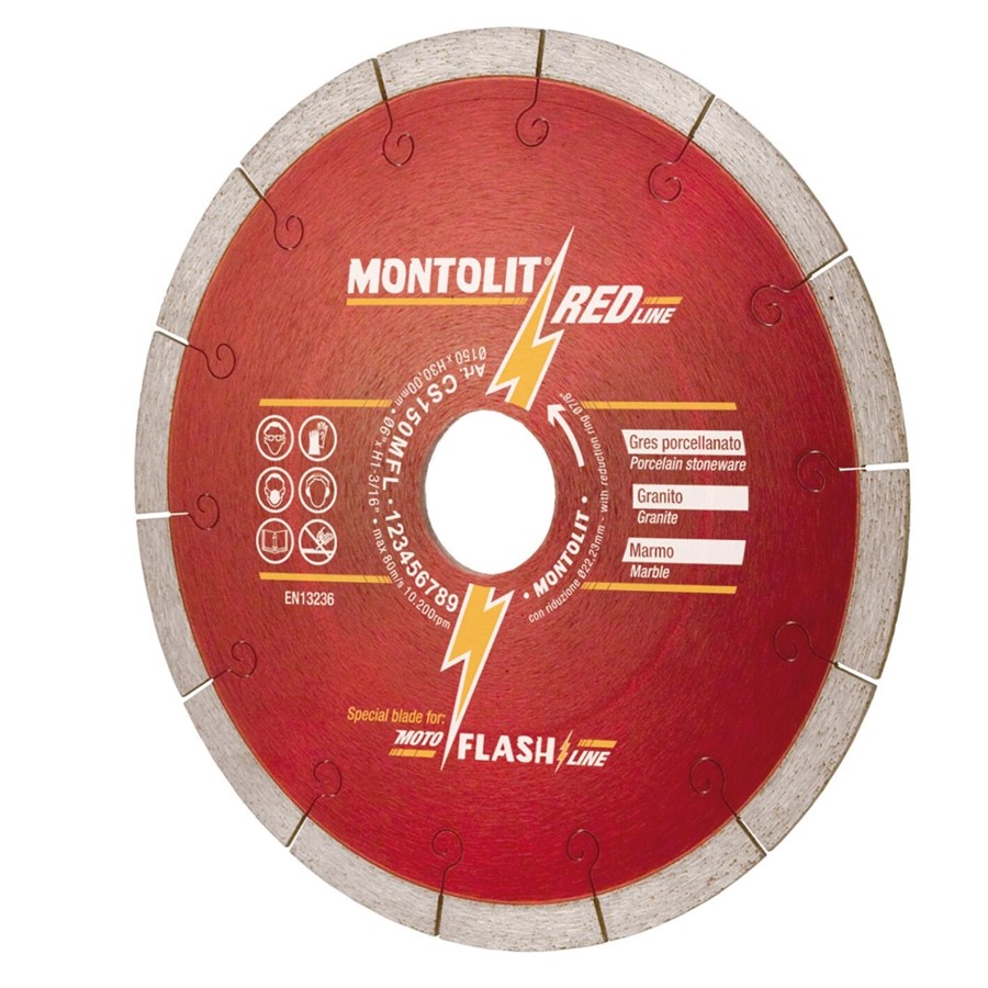 MONTOLIT RED LINE DIAMOND SEGMENT BLADE 150MM (FOR SLIM PORCELAIN)