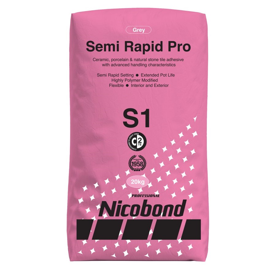 NICOBOND SEMI RAPID PRO S1 TILE ADHESIVE GREY 20KG