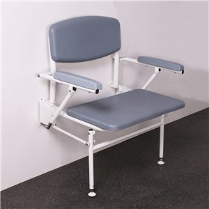 BARIATRIC FOLDING PADDED SHOWER SEAT WITH BACKREST, ARMS AND LEGS,GREY