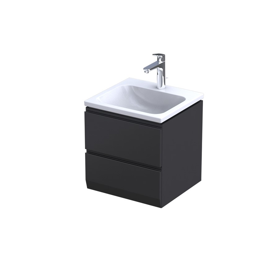 RECTORY WALL MOUNTED 2 DRAWER BASIN UNIT 50CM MATT BLACK