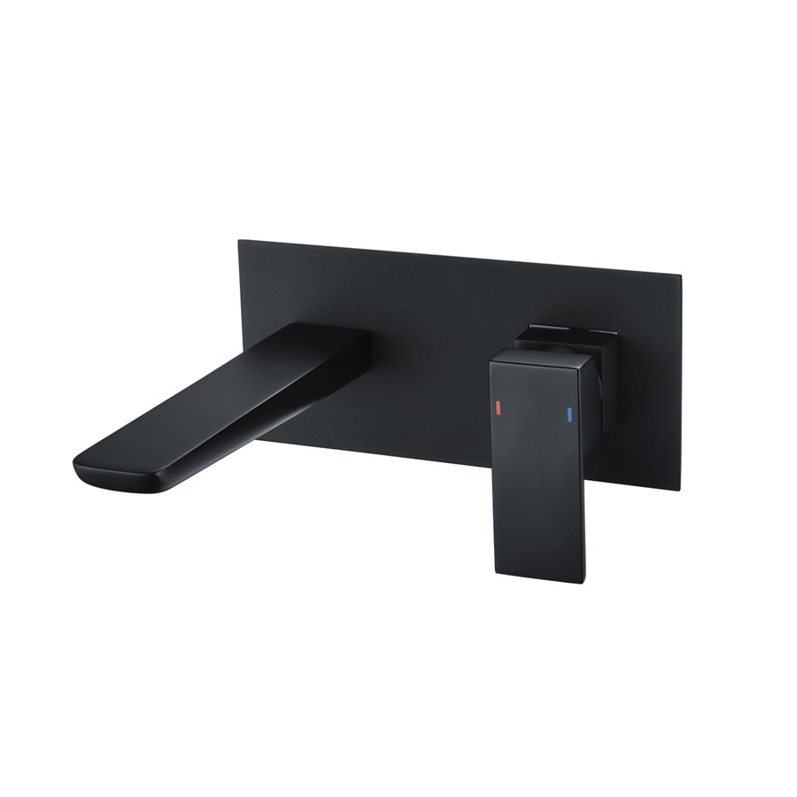 NOIR MATT BLACK D SERIES WALL MOUNTED BASIN MIXER