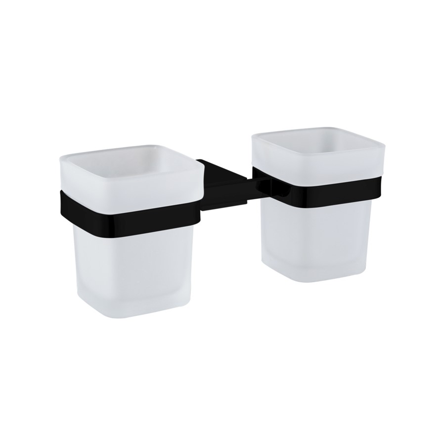 NOIR MATT BLACK D SERIES TUMBLER HOLDER AND DOUBLE CUP