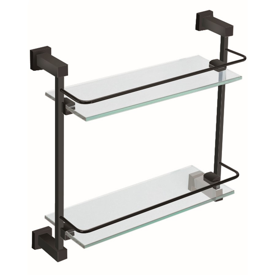 NOIR MATT BLACK A SERIES DOUBLE GLASS SHELF