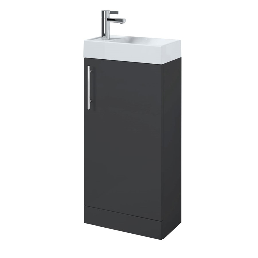 PLAN GLOSS ANTHRACITE FLR STANDING CLOAKROOM UNIT INC WASH BASIN