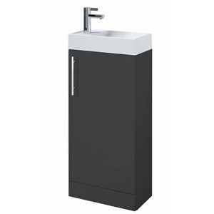 image of Plan Gloss Anthracite Floor Standing Cloakroom Unit Inc Bathroom Basin And SInk