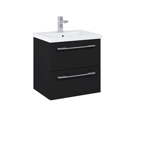 APPEAL MATT BLACK 50CM WALL HUNG 2 DRWR WASH BASIN UNIT (INC BASIN)