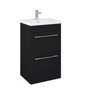 APPEAL MATT BLACK 500MM FLOOR STANDING 2 DRWR BASIN UNIT (EXC BASIN)