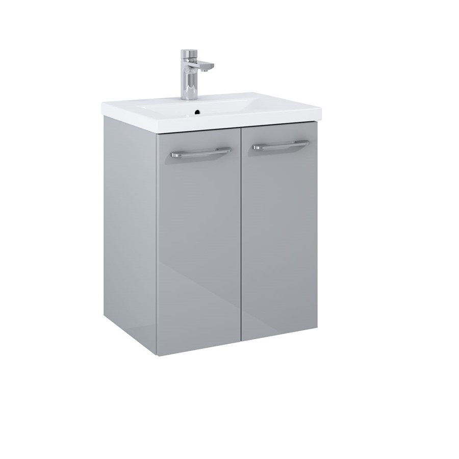 APPEAL GLOSS LIGHT GREY 50CM WALL HUNG 2DR WASH BASIN UNIT(INC BASIN)