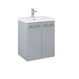 APPEAL GLOSS LIGHT GREY 50CM WALL HUNG 2DR WASH BASIN UNIT(INC BASIN)