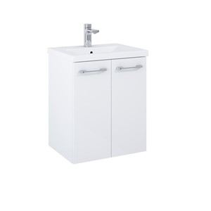 APPEAL GLOSS WHITE 50CM WALL HUNG 2 DOOR WASH BASIN UNIT (INC BASIN)