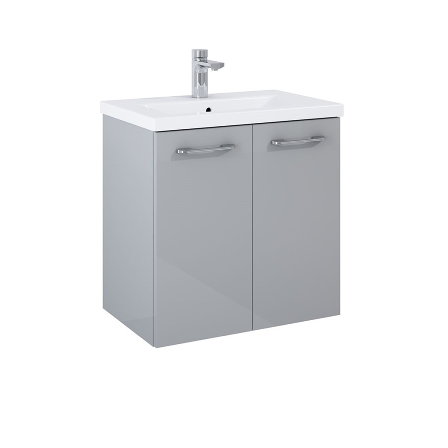 APPEAL GLOSS LIGHT GREY 60CM WALL HUNG 2 DOOR WASH BASIN UNIT