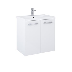 APPEAL GLOSS WHITE 60CM WALL HUNG 2 DOOR WASH BASIN UNIT