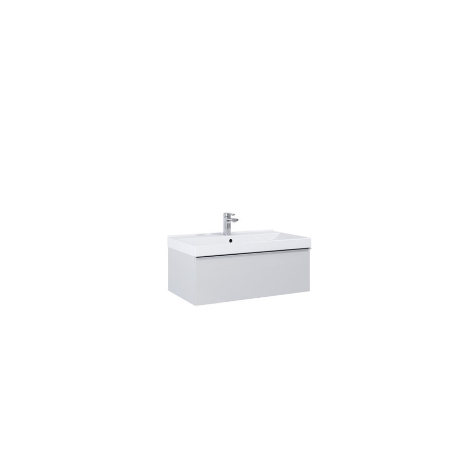 LOOK WALL HUNG BASIN UNIT 80CM 1 DRWR MATT STONE NO HANDLE