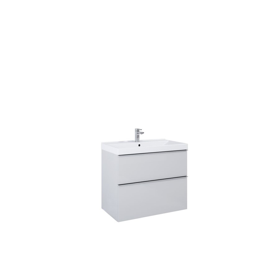 LOOK WALL HUNG BASIN UNIT 80CM 2 DRWR MATT STONE NO HANDLES