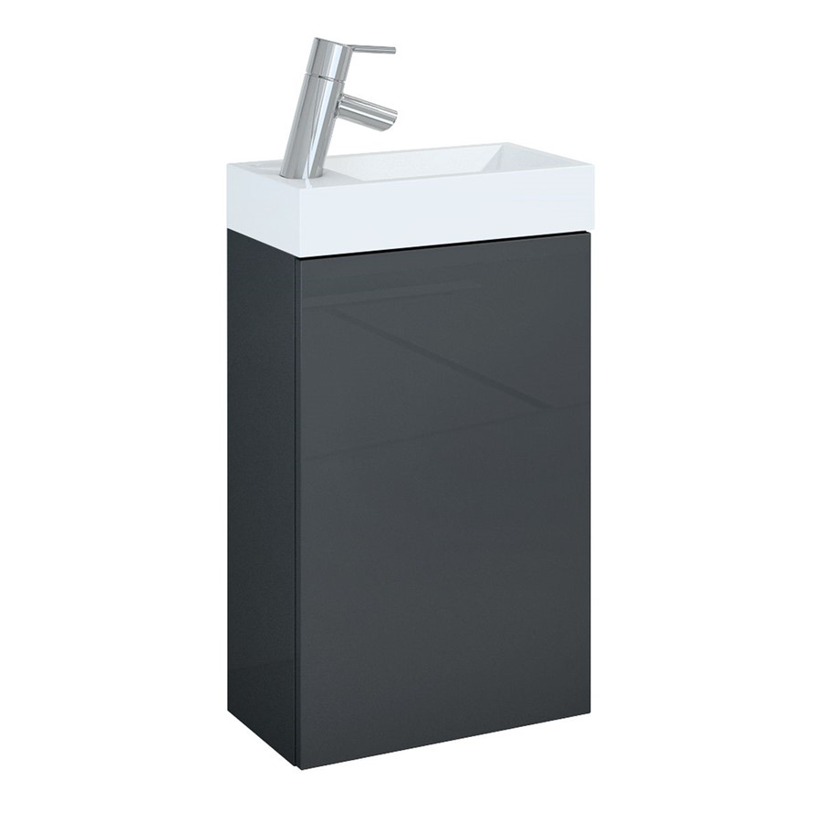 PLAN ANTHRACITE GLOSS WALL MOUNTED CLOAKROOM UNIT INCL BASIN