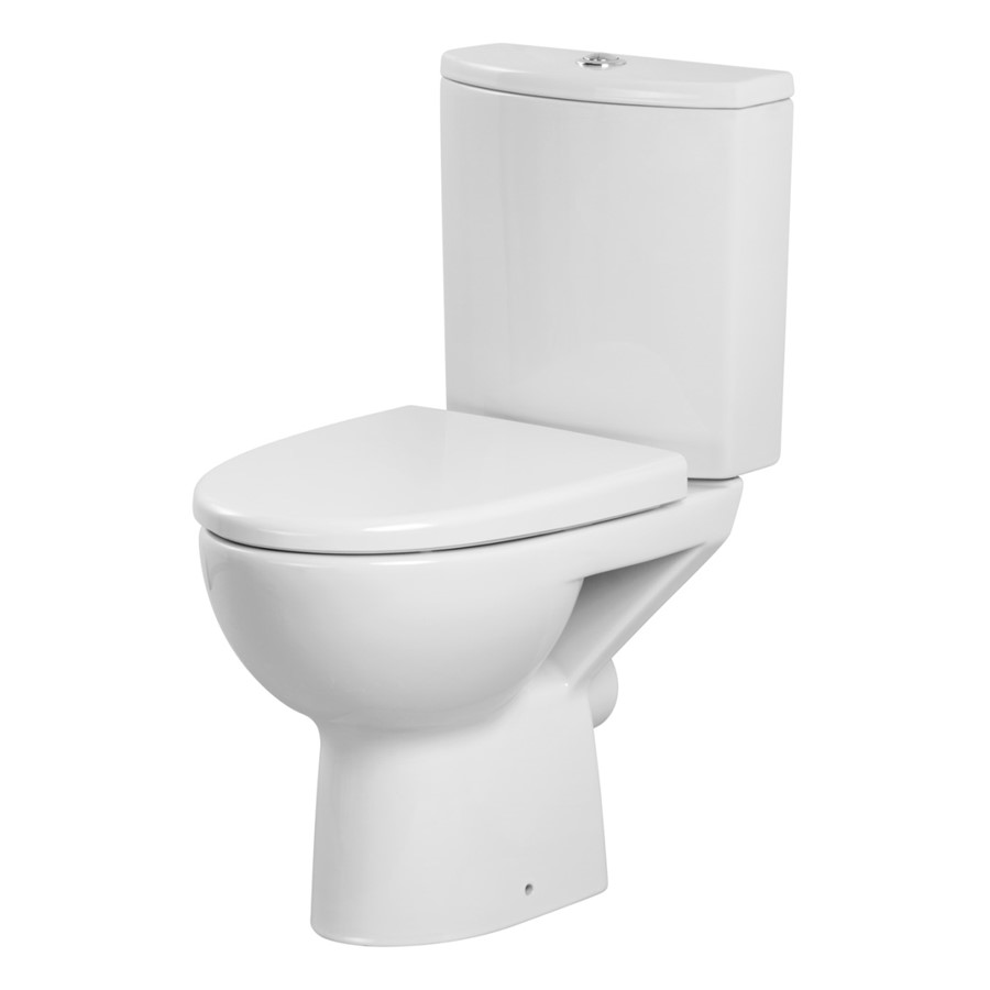 FLOW RIMLESS CLOSE COUPLED SUITE INC 3/6LTR PUSH BUTTON CISTERN &SOFT;