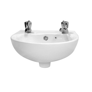 MODERN 40CM WALL MOUNTED TWO TAPHOLE BASIN