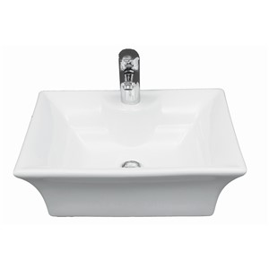 OL112 OLYMPUS SQUARE TABLE TOP BASIN WHT 475MMX380MM 1T/HOLE
