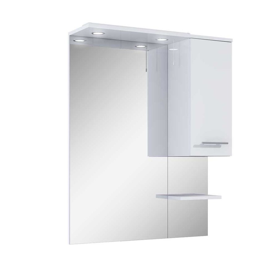 SENSE WHITE 80CM MIRROR WITH LED LIGHTING PANEL, C/BOARD & SHELF