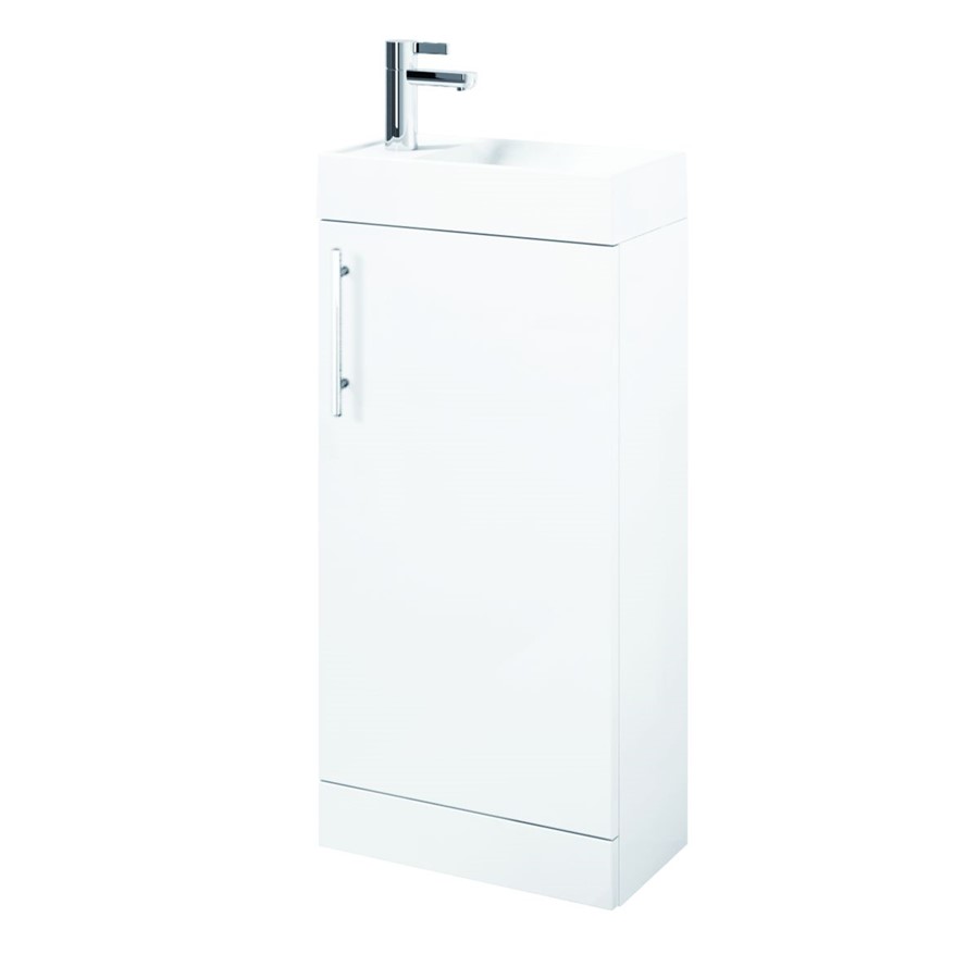 PLAN GLOSS WHITE FLR STANDING CLOAKROOM UNIT INCL WASH BASIN