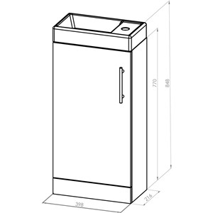 image of Plan Gloss White Floor Standing Cloakroom Unit Incl Bathroom Basin And SInk