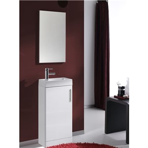 image of Plan Gloss White Floor Standing Cloakroom Unit Incl Bathroom Basin And SInk