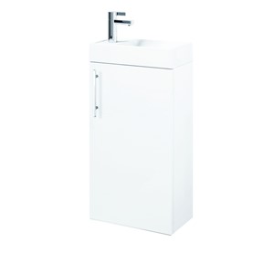image of Plan Gloss White Wall Mounted Cloakroom Unit Incl Bathroom Basin And SInk Pdw