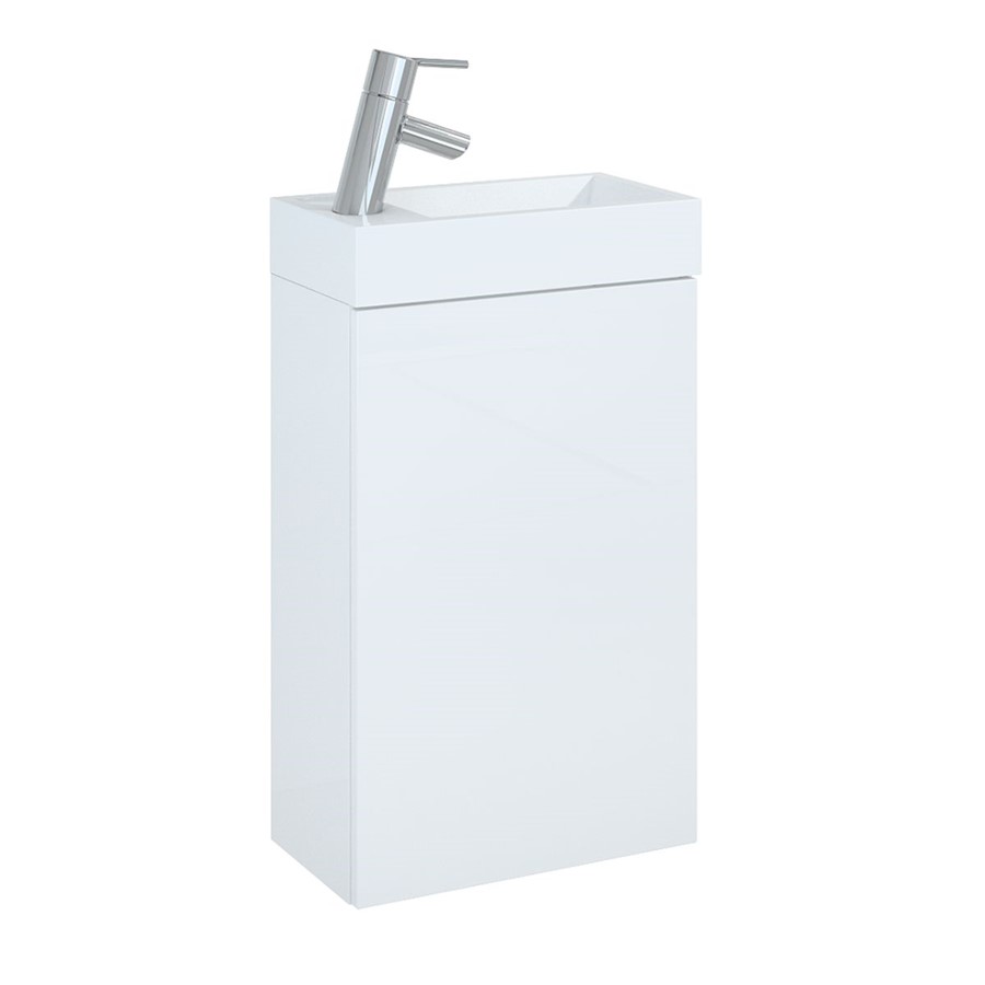 PLAN GLOSS WHITE WALL MOUNTED CLOAKROOM UNIT INCL WASH BASIN PDW