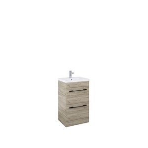 APPEAL UNIT 50CM 2 DRWR CRAFT OAK WITH PLINTH (WITH BLACK HANDLE)